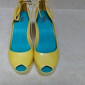 Patent leather wedges